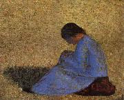 Georges Seurat The Countrywoman sat on the Lawn oil